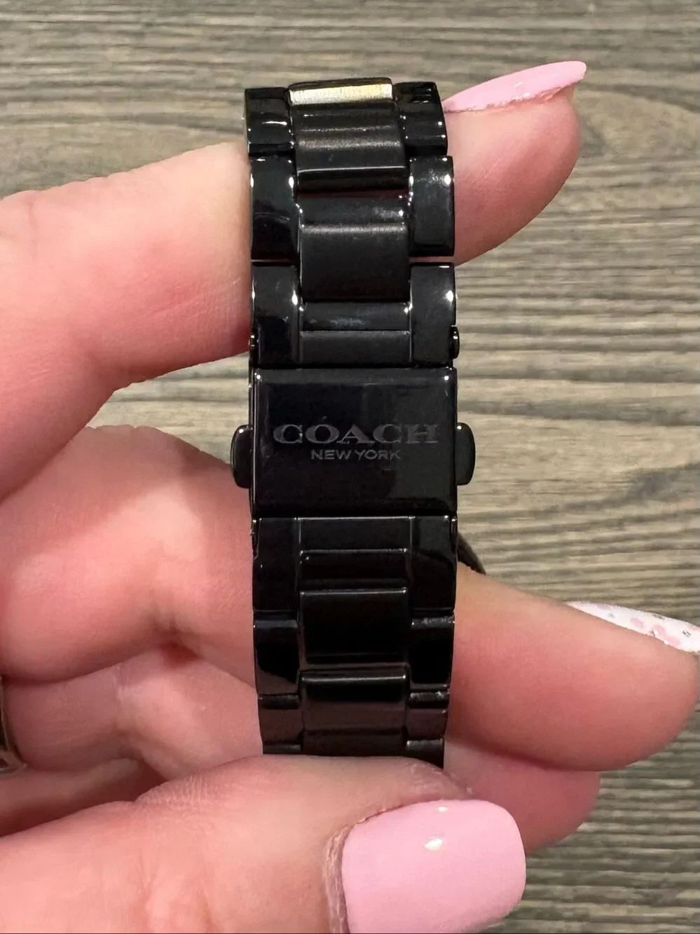 Coach Wristwatch Crystal Bezel Black Dial Stainless Steel Link Bracelet 34mm